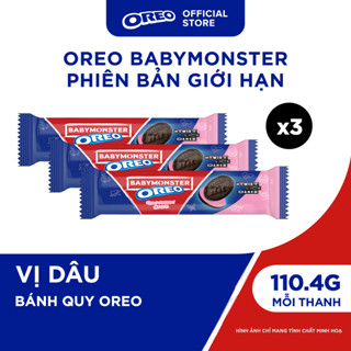   VC 15%  OREO BABYMONSTER Bánh Quy Sôcôla Kem Vị Dâu 110.4g  Combo 3  