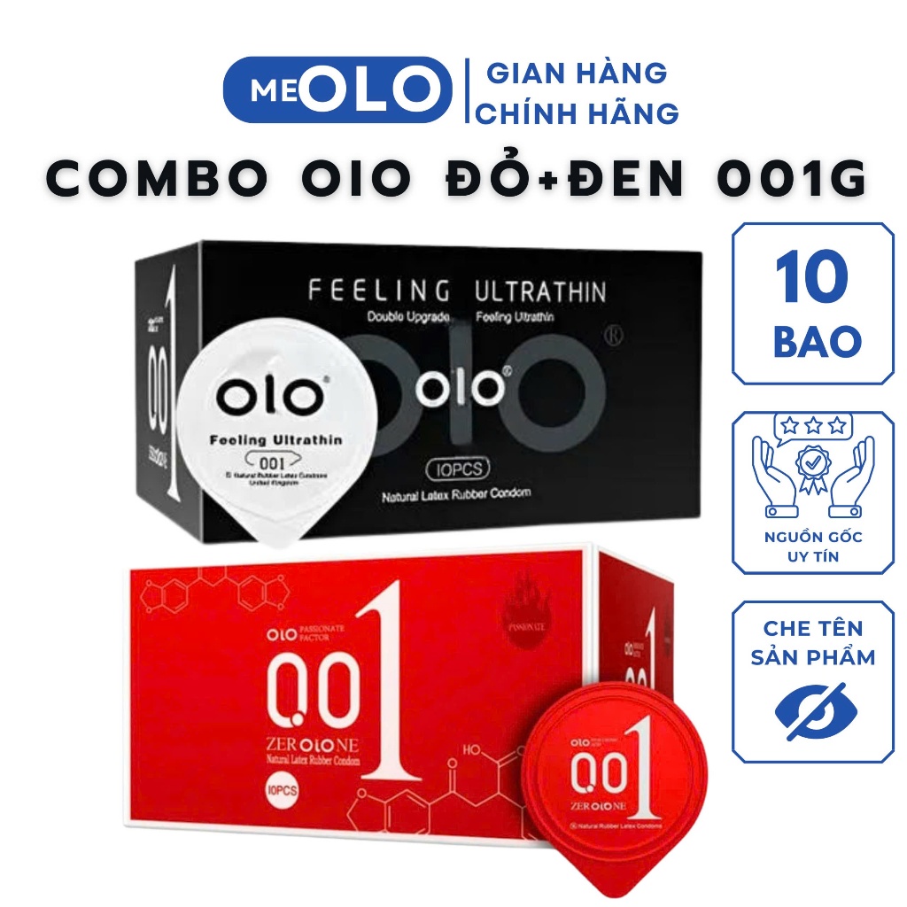 Bao cao su siêu mỏng 001mm, [COMBO 2 hộp 20 bao], đen nhiều gel bôi trơn, đỏ truyền nhiệt tốt