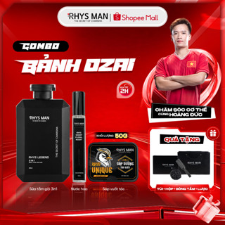 Combo Bảnh Dzai - Sữa tắm gội nam 3in1 350ml & Nước hoa nam 10ml & Sáp dưỡng tạo kiểu tóc 50g  Rhys Man