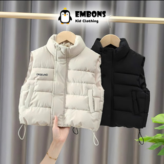  Áo phao gile cao cổ bông nhồi mềm cao cấp cho bé trai bé gái chống nước cản gió tốt EMBONS 