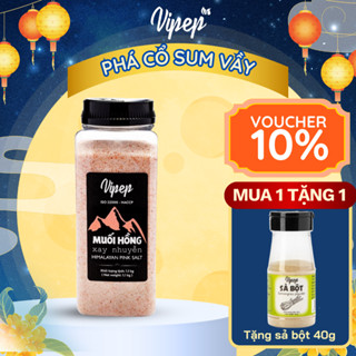 Muối Hồng Himalaya Xay Nhuyễn Vipep Hũ Nhựa 1.1kg dùng nấu ăn, ngâm chân thải độc - Gia vị Vipep