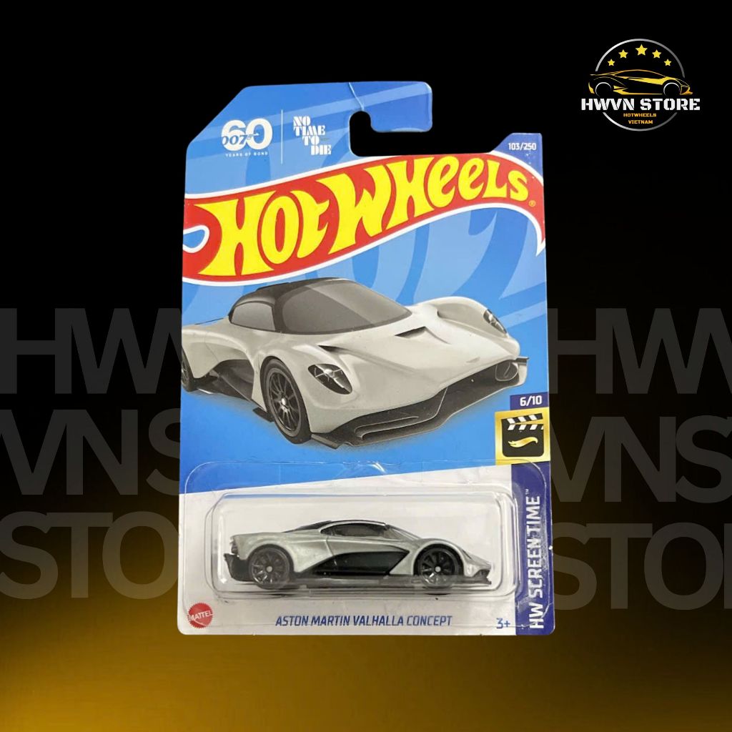 Xe mô hình Hotwheels Aston Martin Valhalla Concept màu xám