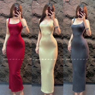  D1050 - Đầm Body Cổ U Dây Bảng Xẻ Tà Basic Tôn Dáng - Ngọc Lucie 