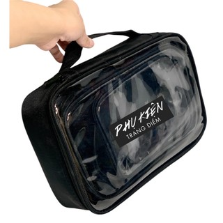 Bộ 3 Túi Đựng Mỹ Phẩm Trang Điểm Bằng Vải Polyester Kết Hợp PVC Trong Suốt Cao Cấp - Bộ Túi Phân Loại Đồ Trang Điểm B3TP