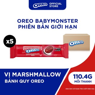  Combo 5 Hộp Bánh Quy OREO BABYMONSTER Đỏ Kem Vị Marshmallow 110.4g 