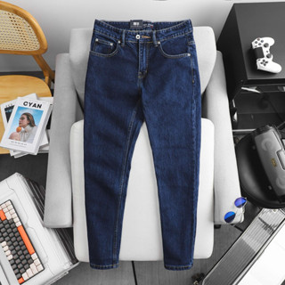 Quần jean dài nam xanh đậm trơn hàng vnxk cao cấp co giãn ôm dáng