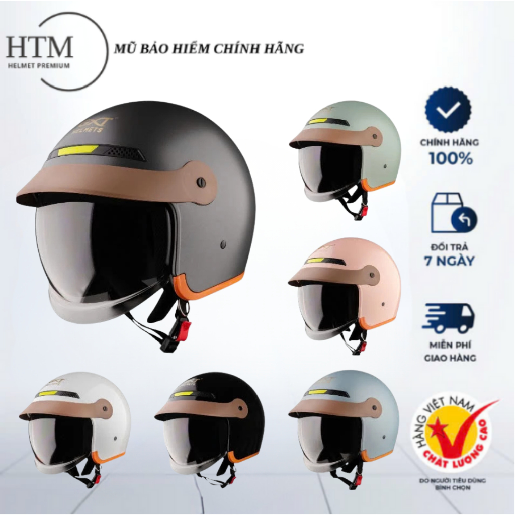 Mũ Bảo Hiểm Kính Âm 3/4 GXT M139 Chính Hãng Giấu Kính Chống Nước Mưa Chất Liệu  ABS Cao Cấp.