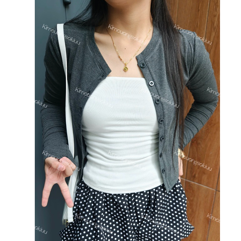 Áo Khoác Cardigan Trụ Dáng Ôm Nhẹ Mặc Trong Mặc Ngoài Đều Đẹp Chất Cotton nhuyễn co giãn Size S M L Màu Pastel Ngọt Ngào | BigBuy360 - bigbuy360.vn
