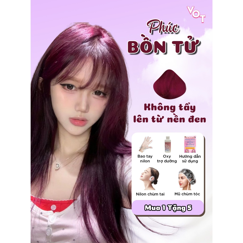  Set Thuốc nhuộm tóc tại nhà không cần tẩy tóc PHÚC BỒN TỬ VOT Hair Serum keratin oxy collagen Argan oil 