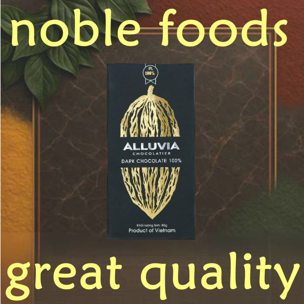 Socola Đen 100% Cacao Alluvia 80g, Nguyên Chất Tuyệt Đối, Đắng Đậm