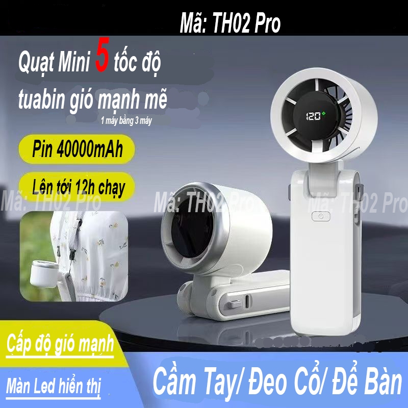 Quạt Cầm Tay Mini TH02 Quạt Turbo Jet Quạt Mini Quạt phản lực cầm tay 5 cấp độ gió mạnh