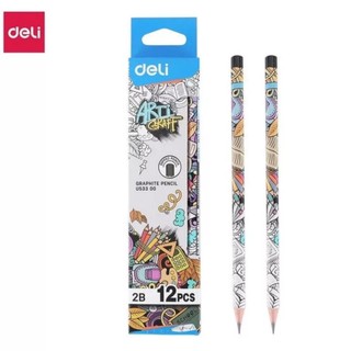 Combo 10 Bút chì gỗ 2B Deli có đầu tẩy
