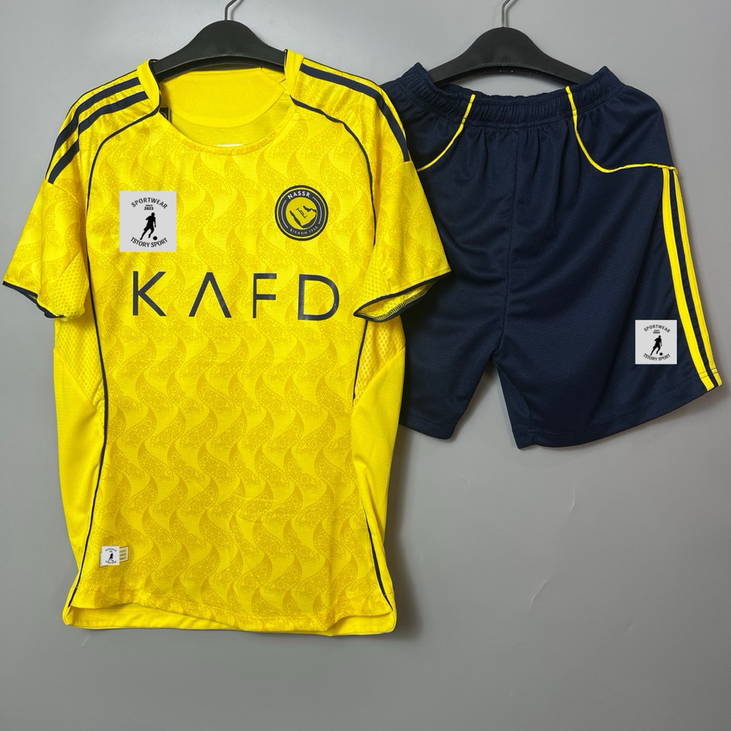 Bộ quần áo bóng đá thái CLB Alnassr Vàng 25/26 - Áo bóng đá thái cao cấp - Đầy đủ logo