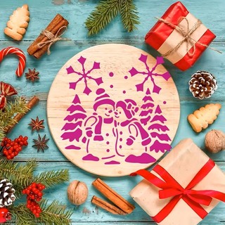 Bộ 6 khuôn rỗng mẫu vẽ tranh tô màu trang trí Noel, giáng sinh kích thước 10 x 10cm