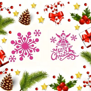Bộ 6 khuôn rỗng mẫu vẽ tranh tô màu trang trí Noel, giáng sinh kích thước 10 x 10cm