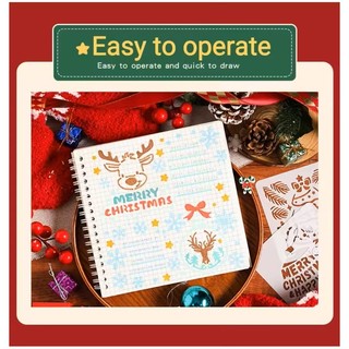 Bộ 6 khuôn rỗng mẫu vẽ tranh tô màu trang trí Noel, giáng sinh kích thước 10 x 10cm