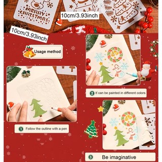 Bộ 6 khuôn rỗng mẫu vẽ tranh tô màu trang trí Noel, giáng sinh kích thước 10 x 10cm