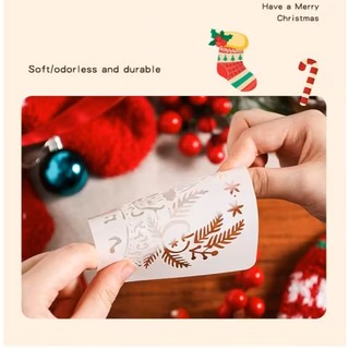 Bộ 6 khuôn rỗng mẫu vẽ tranh tô màu trang trí Noel, giáng sinh kích thước 10 x 10cm
