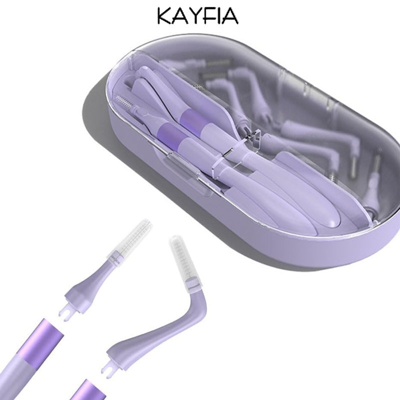 Bộ Bàn Chải Kẽ Răng Đầu Nhỏ ( 2 cái + 16 đầu thay thế) Cho Hàm Niềng Răng - KAYFIA
