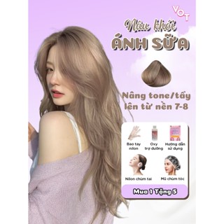  Thuốc nhuộm không tại nhà màu NÂU KHÓI ÁNH SỮA | Tặng Oxy collagen trợ ủ nhuộm dưỡng tóc 
