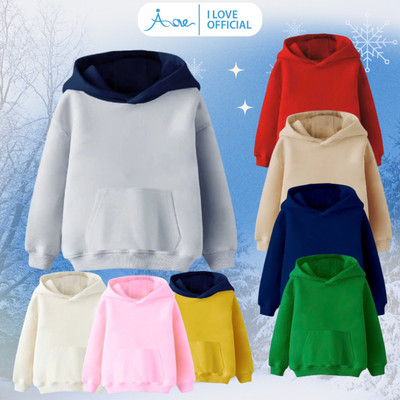 [MỚI] Áo hoodie cho bé MẪU TRƠN hàng AORE, Áo nỉ dài tay phối mũ, chất nỉ da cá mềm mịn cho bé trai, bé gái từ 10-35kg