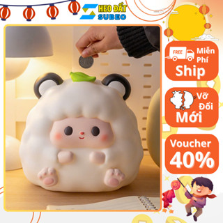 Heo đất tiết kiệm tiền lỗ tròn, heo đất cừu mây siêu cute đáng yêu lợn đất làm quà trặng, decor