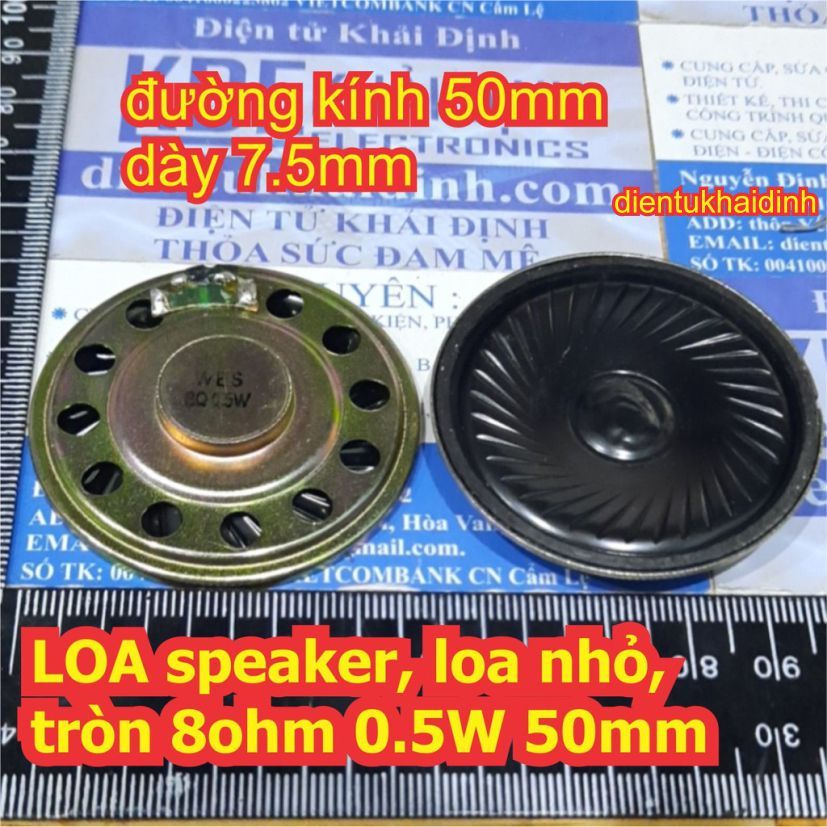 2 cái LOA speaker loa màng rung nhỏ tròn 8ohm 8Ω 0.5W 5CM 50mm kde1970