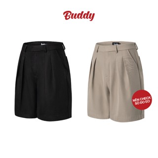 [BUDDY] Quần short âu vải kaki Hàn xếp li form form chữ A trên gối - LIX SHORTS