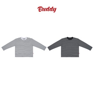 [BUDDY] Áo thun sọc ngang tay dài vải cá sấu form rộng oversize - STRIPED TEE