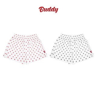 [BUDDY] Quần đùi ngủ kate nam nữ họa tiết TRÁI TIM mặc nhà form thoải mái - LOVE BOXER