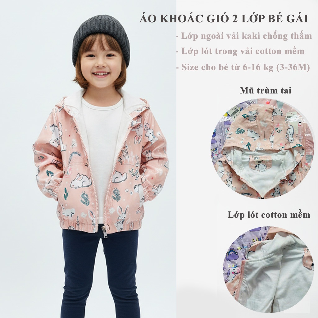 [ SIZE 6-36 THÁNG ] Áo khoác gió Karlomico hàng loại 1 cho bé gái BM1