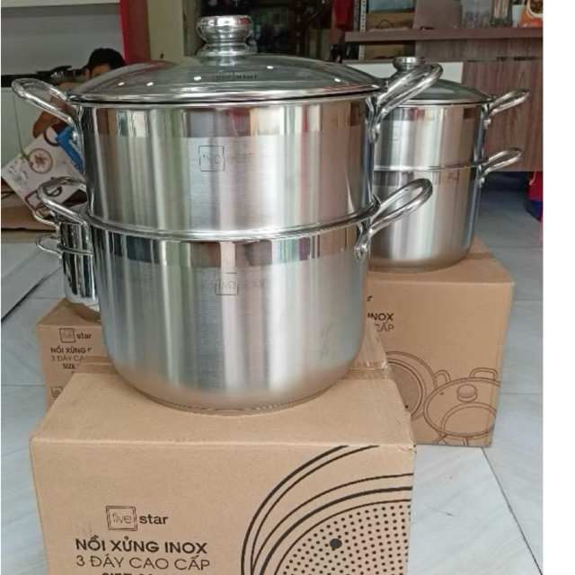 Bộ xửng hấp Fivestar  3 đáy Thân Cao inox 430