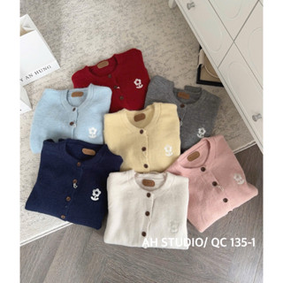   MÃ T1  HÀNG QC ÁO KHOÁC LEN LÔNG THỎ THÊU HÌNH BÔNG HOA BASIC 