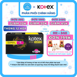 CHE TÊN - Thùng 12 Hộp BVS KOTEX TAMPON 16 Miếng Băng Vệ Sinh Kotex Sport Tampon Regular - NHI.TNL