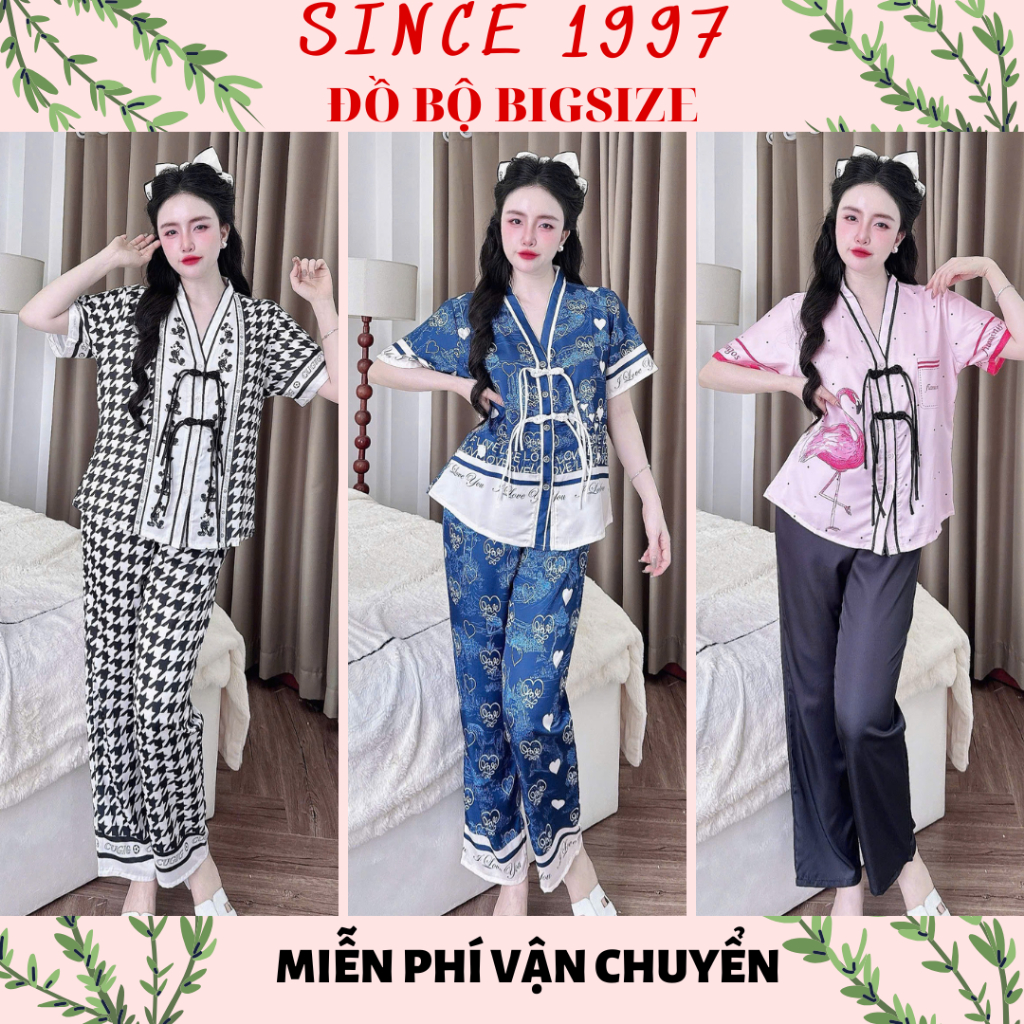 Đồ bộ bigsize DÀI 50-100kg Pijama Bigsize , lụa Latin cao cấp mềm mại và sang trọng