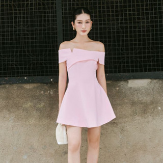  Đầm Nữ JOVEN Susha Form A Phần Bẹt Vai Cổ Vest Ngực Đáp Chéo 