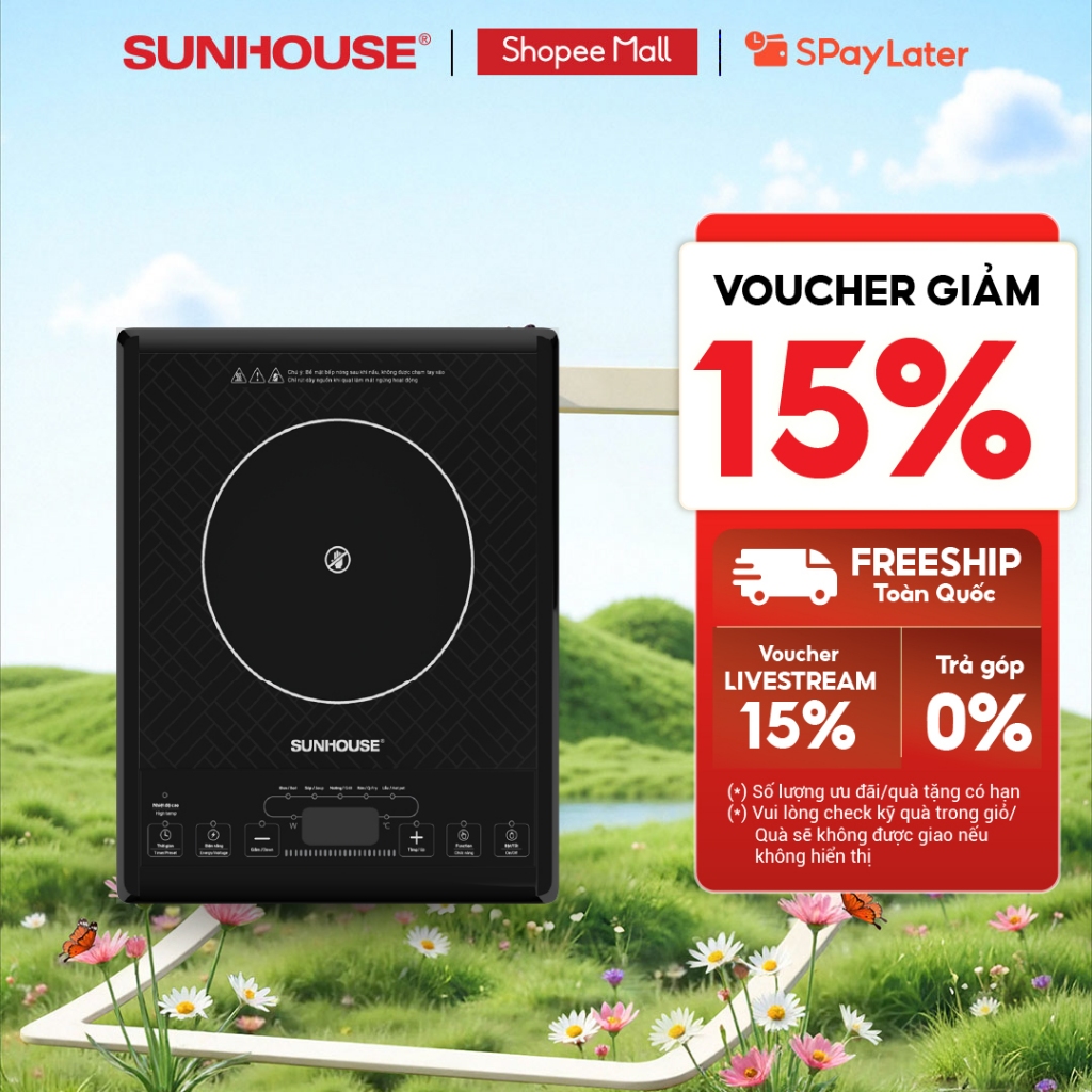 Bếp đơn hồng ngoại Sunhouse SHD6011 - Công suất 2000W - Phím bấm điện tử - 5 chế độ nấu - Bảo hành 12 tháng