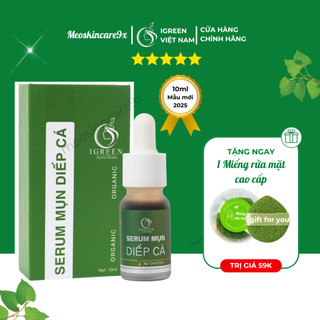 Serum Diếp Cá Igreen giúp giảm mụn giảm thâm rỗ  5ml   10ml  - Tặng tẩy tế bào chết 