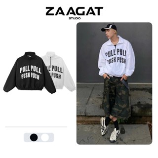 Áo Khoác Gió Nam Nữ PULL PULL PUSH PUSH – Halfzip Jacket Form Rộng Chất Polyester Kháng Nước, Streetwear