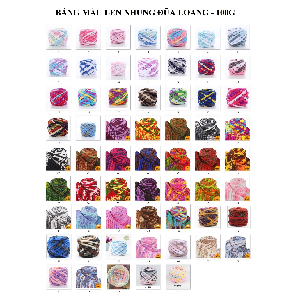 LEN NHUNG ĐŨA 100G MÀU LOANG VÀ TRƠN - MUA TỪ 5 CUỘN GIÁ SỈ. CÀNG NHIỀU GIÁ CÀNG RẺ