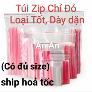  【Giá rẻ 1KG và 100gr Túi Zip Viền Đỏ hàng Dầy.Túi zipper chỉ đỏ dùng để chia thuốc.Đựng phụ kiện,quần áo,thực phẩm. 