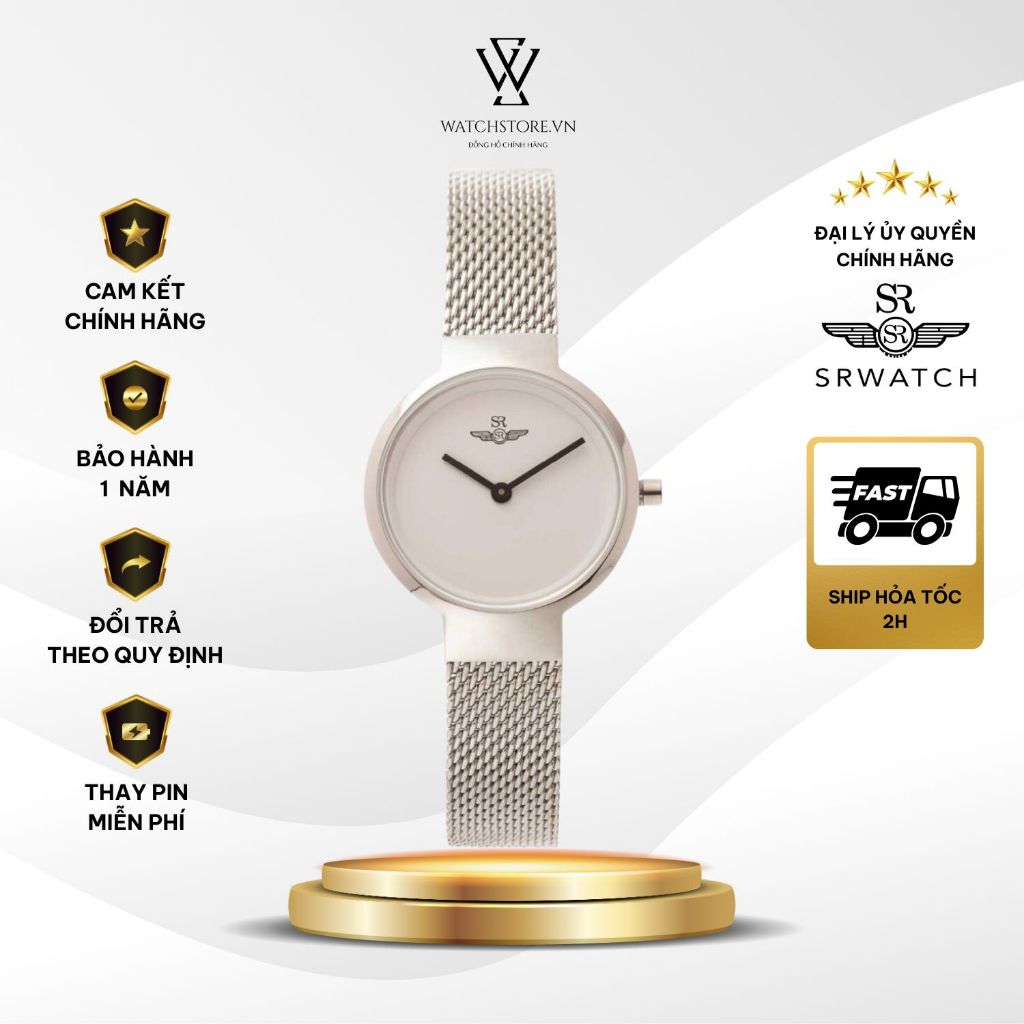 Đồng Hồ SRWatch Nữ SL5521.1102 Máy Pin/Quartz Kính Sapphire Dây Mesh Size Mặt 30mm Chống Nước 5ATM C