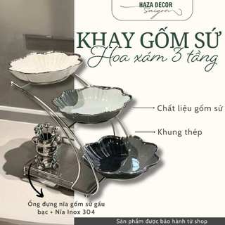  Khay đĩa gốm sứ đựng bánh kẹo trang trí Tết phòng khách - KHX05 