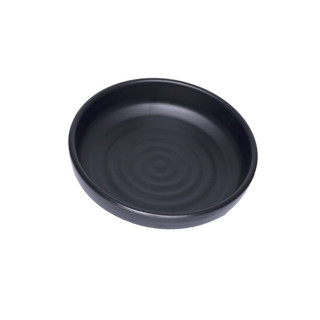 Dĩa nhỏ gân sâu Ø13.9cm/ dĩa cạn gân Ø15cm nhựa melamine nhám đen