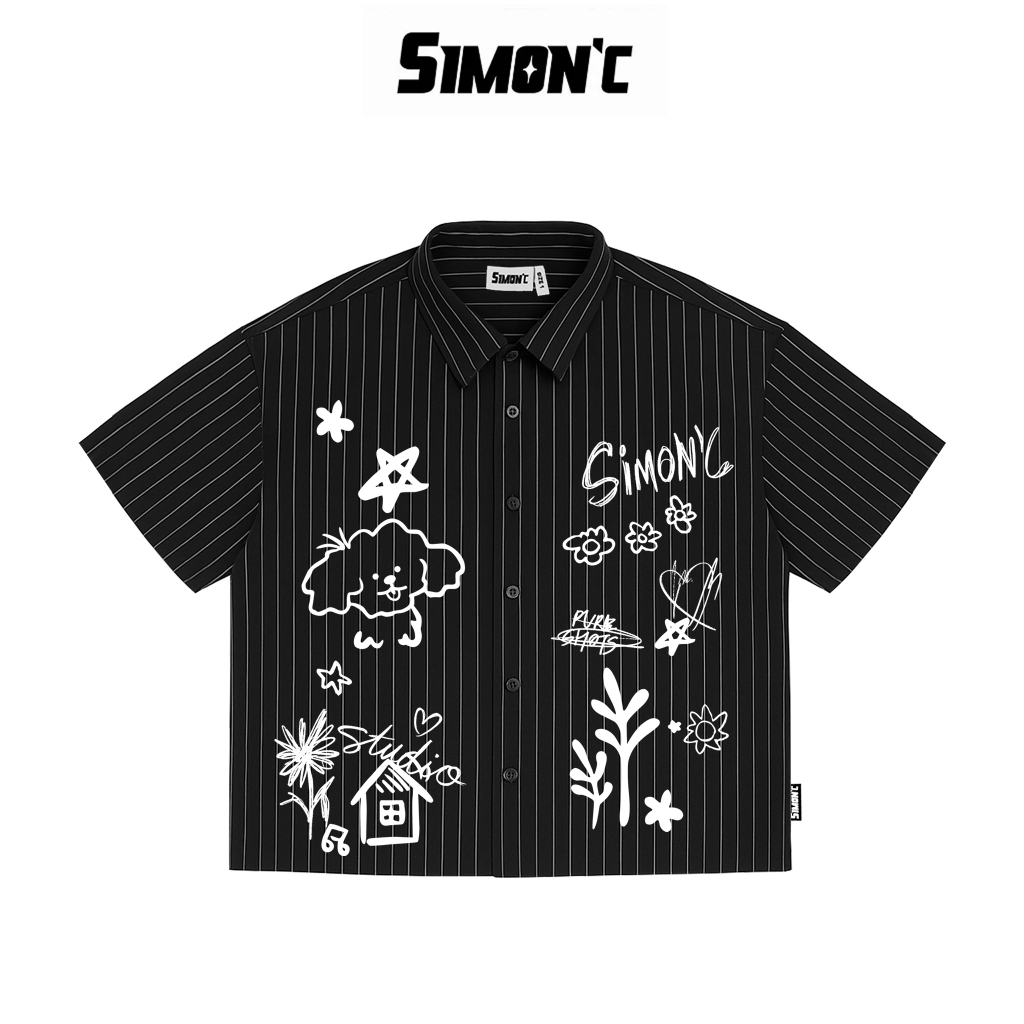 Simon'C Áo Sơ Mi Boxy Puppy - 2 Màu Vải Tuytsi Tay Lỡ Nam Nữ Local Brand Thời Trang Form Boxy. | BigBuy360 - bigbuy360.vn