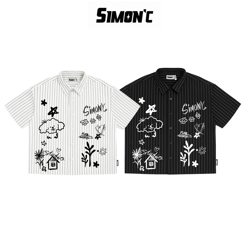 Simon'C Áo Sơ Mi Boxy Puppy - 2 Màu Vải Tuytsi Tay Lỡ Nam Nữ Local Brand Thời Trang Form Boxy. | BigBuy360 - bigbuy360.vn