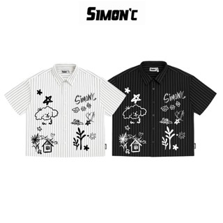  Simon'C Áo Sơ Mi Boxy Puppy - 2 Màu Vải Tuytsi Tay Lỡ Nam Nữ Local Brand Thời Trang Form Boxy. 