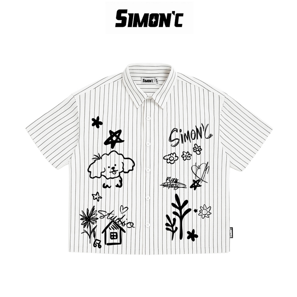 Simon'C Áo Sơ Mi Boxy Puppy - 2 Màu Vải Tuytsi Tay Lỡ Nam Nữ Local Brand Thời Trang Form Boxy. | BigBuy360 - bigbuy360.vn
