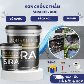   4KG  Sơn chống thấm bể cá koi bể nước ăn sàn âm mái tôn hiệu quả - Sira BT bảo vệ bền lâu 