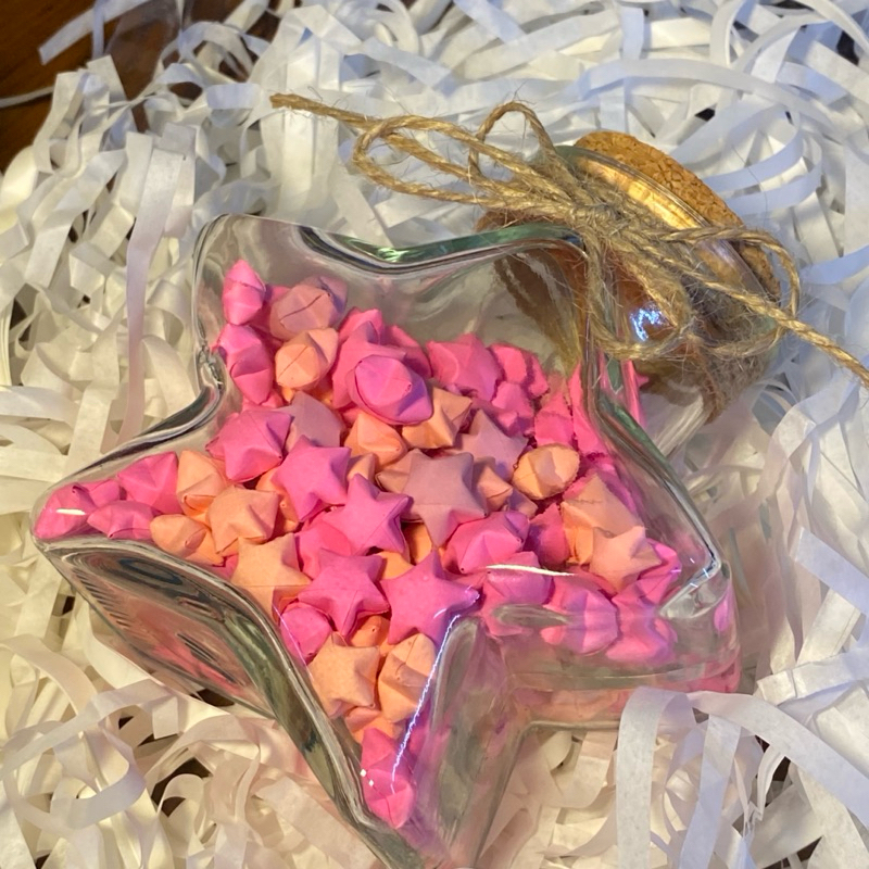 Lọ thủy tinh hình ngôi sao nắp gỗ đựng ngôi sao, hạc giấy, viên điều ước lọ trang trí handmade